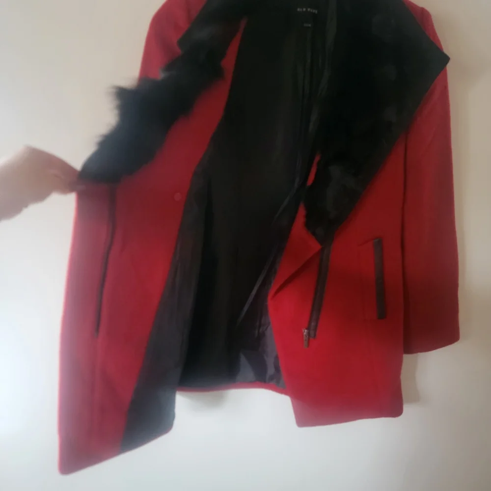 Blu Pepé | Faux Fur Wool Coat red Pea Coat medium